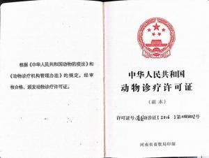 洛阳狗博仕宠物医院-洛宜路分院-动物诊疗许可证-1